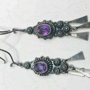 Vintage Soviet Silver Alexandrite Earrings | Color Change | 1980s USSR